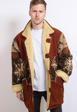 VINTAGE AZTEC FLEECE LINED JACKET