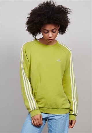 VINTAGE OVERSIZED LIME GREEN CLASSIC ADIDAS SWEATER