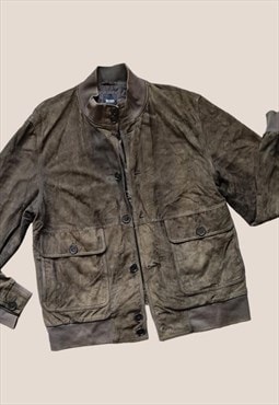 Vintage Hugo Boss suede leather bomber jacket from 90s