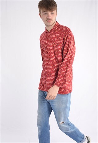 VINTAGE ABSTRACT CRAZY PATTERNED FESTIVAL SHIRT