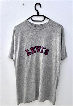 Vintage levis grey spellout embroidered T-shirt medium 