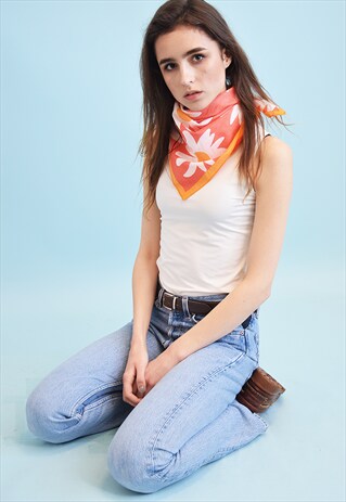VINTAGE 70'S RETRO MARIMEKKO ABSTRACT FLORAL PRINT SCARF