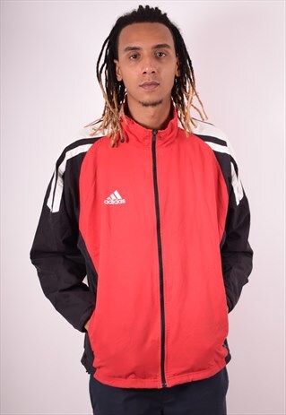 ADIDAS MENS VINTAGE TRACKSUIT TOP JACKET XL RED 90S