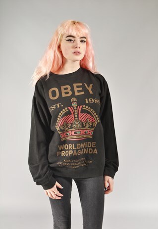 VINTAGE OBEY PRINTED CROWN SWEATER
