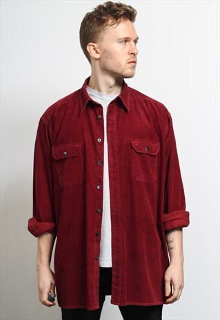 VINTAGE CORDUROY CORD SHIRT RED