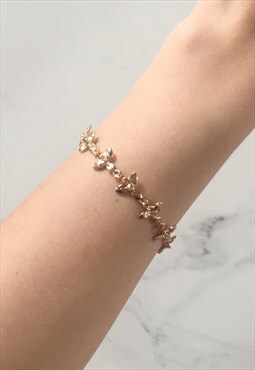 Fleur: Dainty Gold Floral Diamante Flower Bracelet