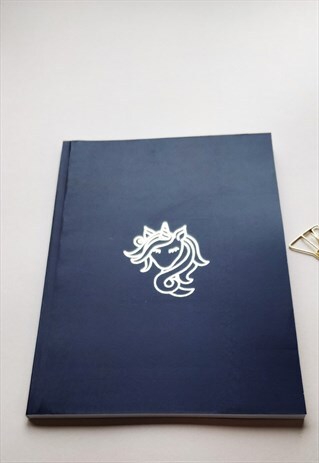 UNICORN A5 NOTEBOOK, NAVY AND GOLD FOIL