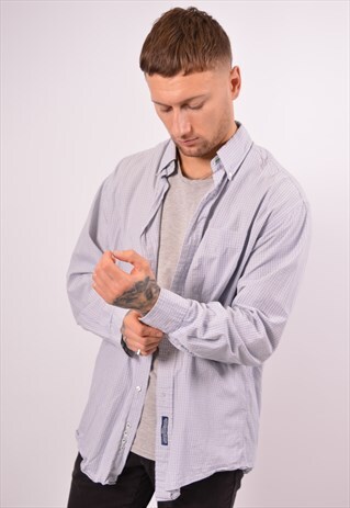 VINTAGE TOMMY HILFIGER SHIRT LOOSE FIT CHECK BLUE