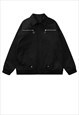 UTILITY VARSITY JACKET GRUNGE RETRO BASEBALL BOMBER IN GREEN