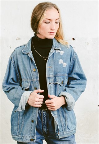 VINTAGE 80S DENIM JACKET WITH BOW PATCH