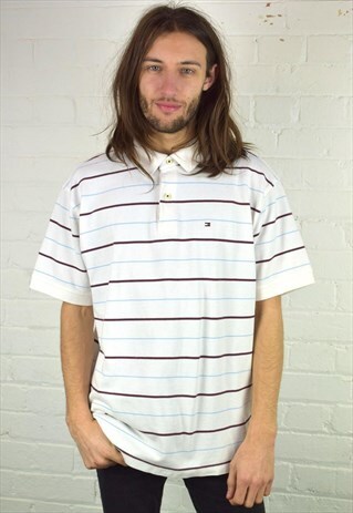 VINTAGE 90'S TOMMY HILFIGER STRIPED POLO SHIRT