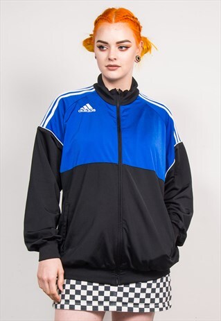 VINTAGE 90'S BLACK COLOURBLOCK ADIDAS TRACKSUIT JACKET TOP