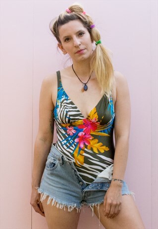 VINTAGE 80'S FLORAL PRINT ONE PIECE BODY