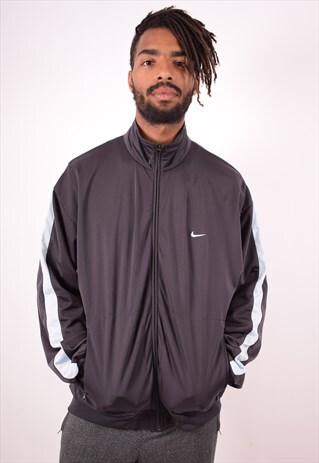 NIKE MENS VINTAGE TRACKSUIT TOP JACKET LARGE GREY 90S
