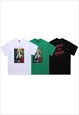 SAINT PRINT T-SHIRT PSYCHEDELIC TEE RELIGION TOP IN BLACK