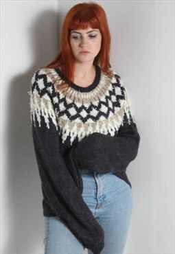 Vintage Norwegian Abstract Crazy Patterned Jumper Multi
