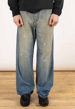 Vintage Lng Baggy Jeans Men's Mid Blue