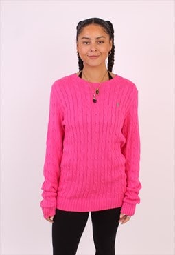 Women's Vintage Polo Ralph Lauren Cable Knit Pink Jumper