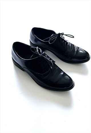 Polish Black Leather Tie Evening ladies Oxford Shoes UK6'5