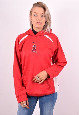 NIKE WOMENS VINTAGE HOODIE JUMPER XL RED 90S