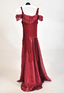 Vintage 90s maxi evening dress in maroon