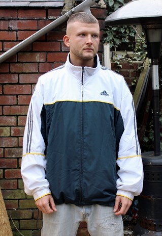 VINTAGE BLOCK COLOUR ADIDAS TRACK JACKET XXL