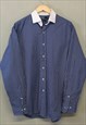 Vintage Ralph Lauren Shirt Navy and White Striped Button Up