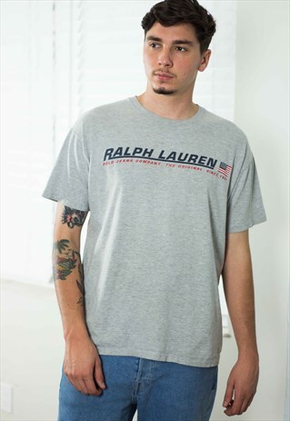 VINTAGE POLO RALPH LAUREN T-SHIRT LOGO 90S L 8