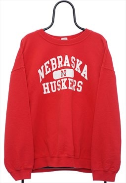 Vintage Nebraska Huskers Graphic Red Sweatshirt Womens