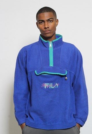 VINTAGE FILA LOGO FLEECE BLUE