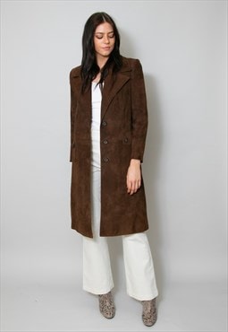 70's Vintage Brown Suede Ladies Coat Jacket XS