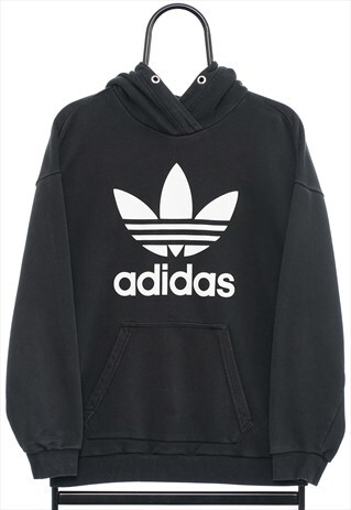 RETRO ADIDAS LOGO BLACK HOODIE WOMENS