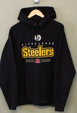 Vintage NFL Pittsburgh Steelers Hoodie Black With Print Logo