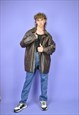  VINTAGE BROWN 80'S RAVE LEATHER COAT JACKET