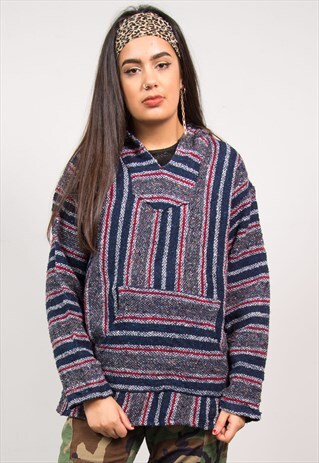 VINTAGE 90'S FESTIVAL STRIPED BAJA HOODIE