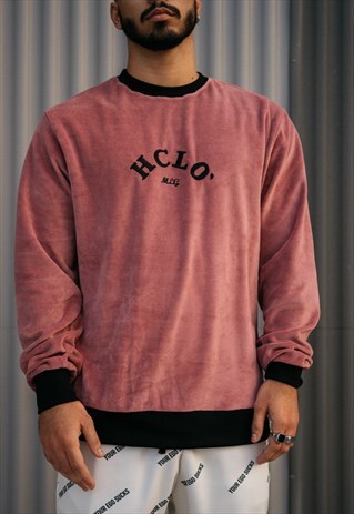 VELVET SWEATSHIRT IN PINK WITH EMBROIDERED LETTERS