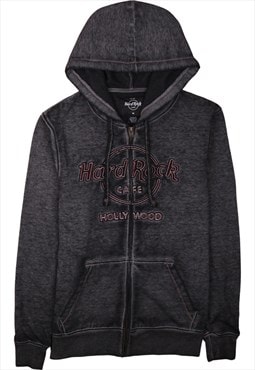 Vintage 90's Hard Rock Cafe Hoodie Spellout Full Zip Up Grey