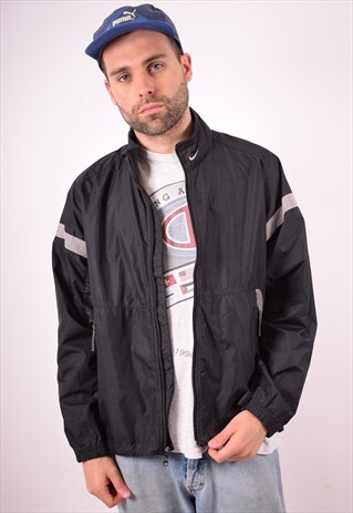 NIKE MENS VINTAGE TRACKSUIT TOP JACKET LARGE BLACK 90S