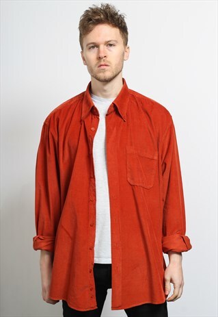 VINTAGE CORDUROY CORD SHIRT ORANGE