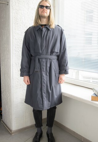 VINTAGE 80'S NAVY WARM BELTED COAT