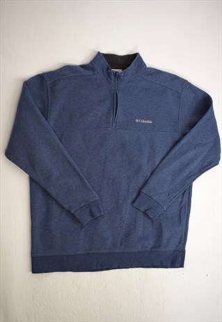 VINTAGE 90S COLUMBIA BLUE MARLE 3/4 ZIP SWEATSHIRT