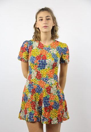 VINTAGE CUTE FLORAL MINI DRESS