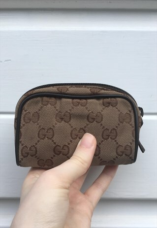 WOMENS VINTAGE GUCCI PURSE BROWN ALL OVER MONOGRAM PRINT