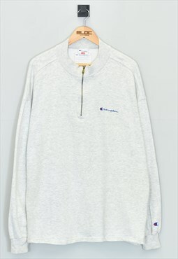 Vintage Champion Quarter Zip Sweatshirt Grey XXLarge