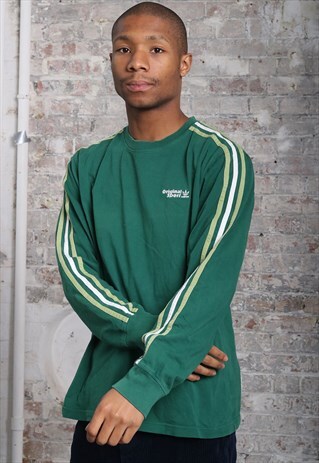 VINTAGE ADIDAS LONG SLEEVE LOGO T-SHIRT GREEN