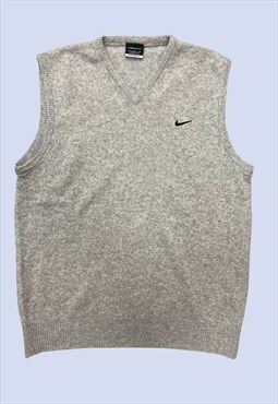 Tank Vest Top Grey Wool Knit Sleeveless Golf