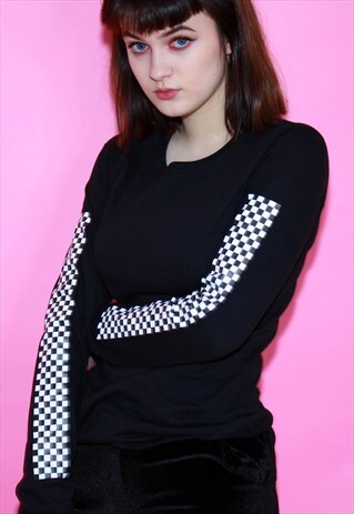 CHECK MATE BLACK LONG SLEEVE T SHIRT