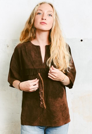VINTAGE BROWN LEATHER T-SHIRT