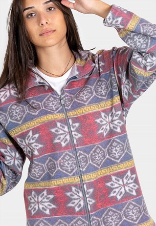 VINTAGE 80S FLEECE JACKET CRAZY PRINT AVELINAS / SP201651