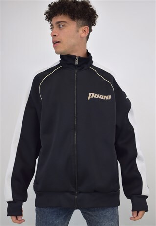 VINTAGE 90S PUMA BLACK WHITE JACKET